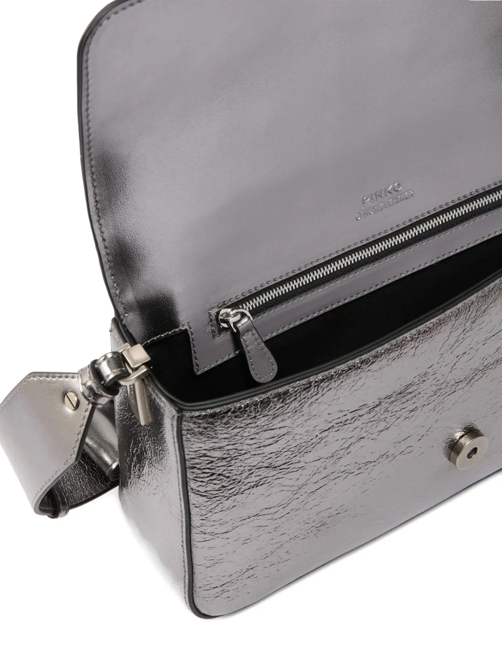 PINKO Love Bag One Slouchy medium schoudertas van gelamineerd leer Grijs