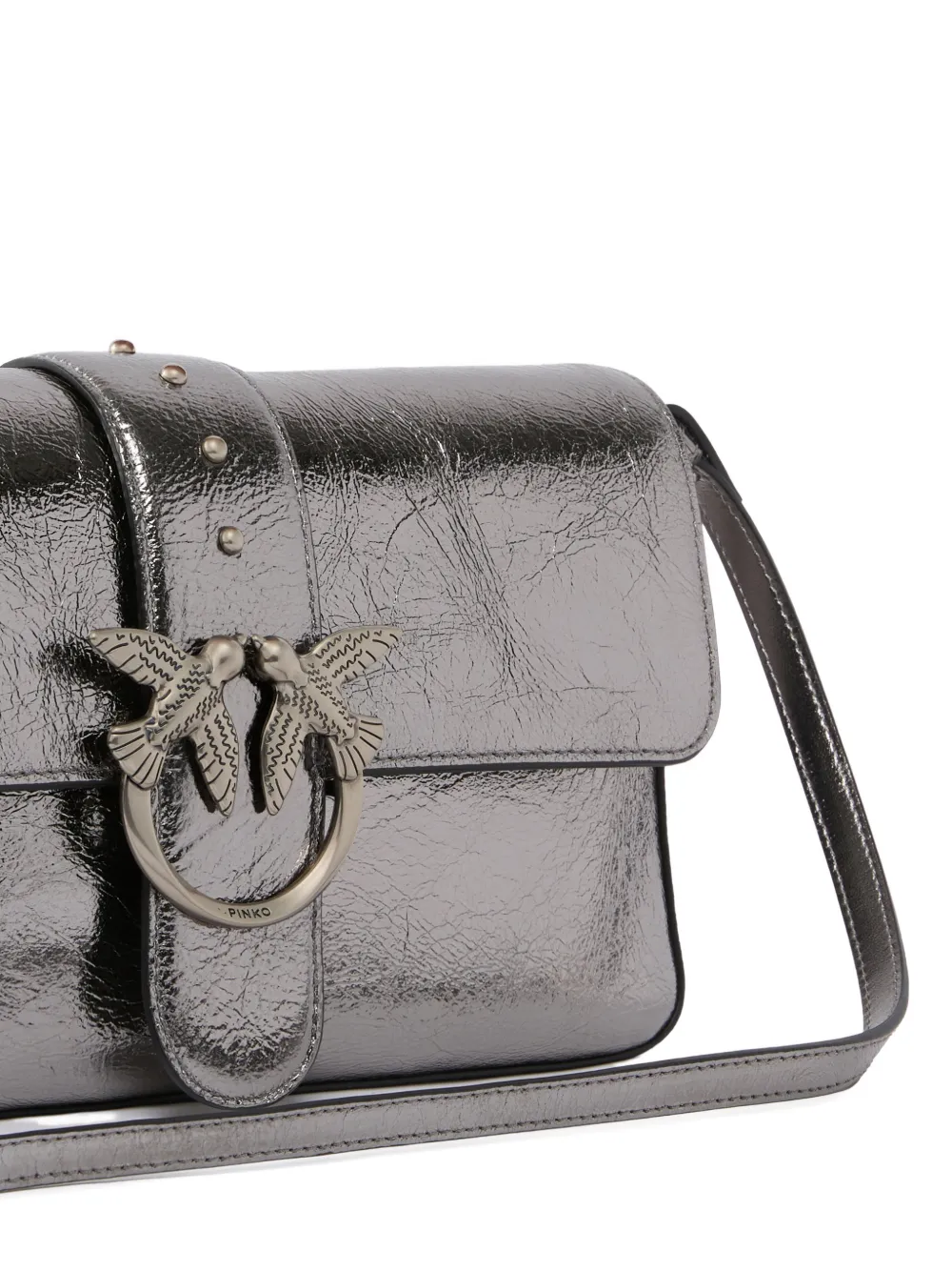 PINKO Love Bag One Slouchy medium schoudertas van gelamineerd leer Grijs