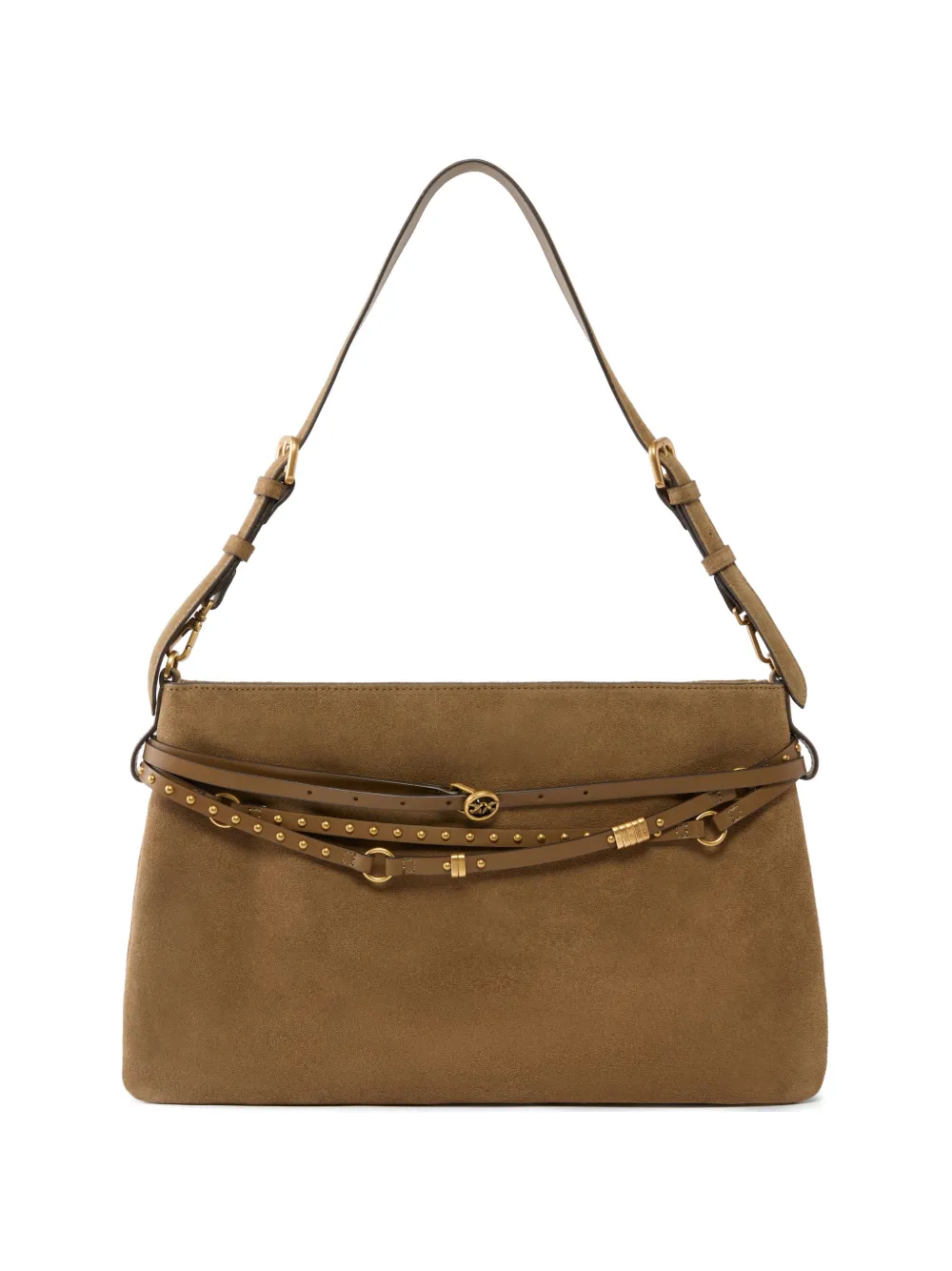 PINKO studded-strap shoulder bag - Marrone