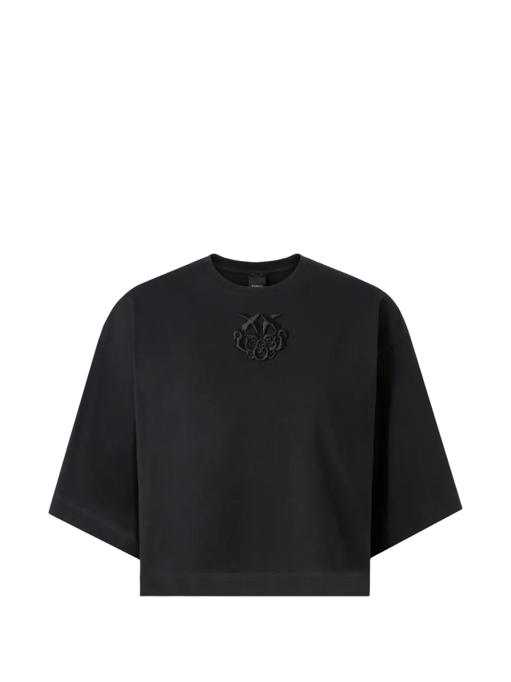 PINKO Love Birds floral-appliqued T-shirt - Schwarz