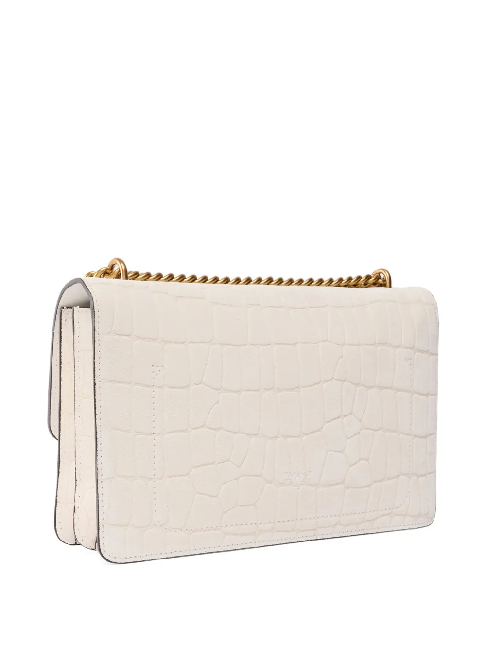 PINKO Medium Love Bag One leren crossbodytas met krokodillen-print Beige