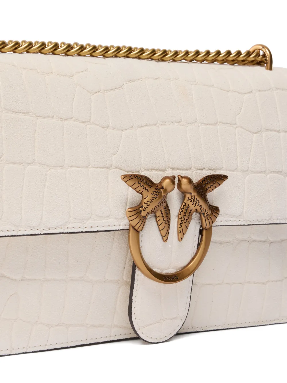 PINKO Medium Love Bag One leren crossbodytas met krokodillen-print Beige