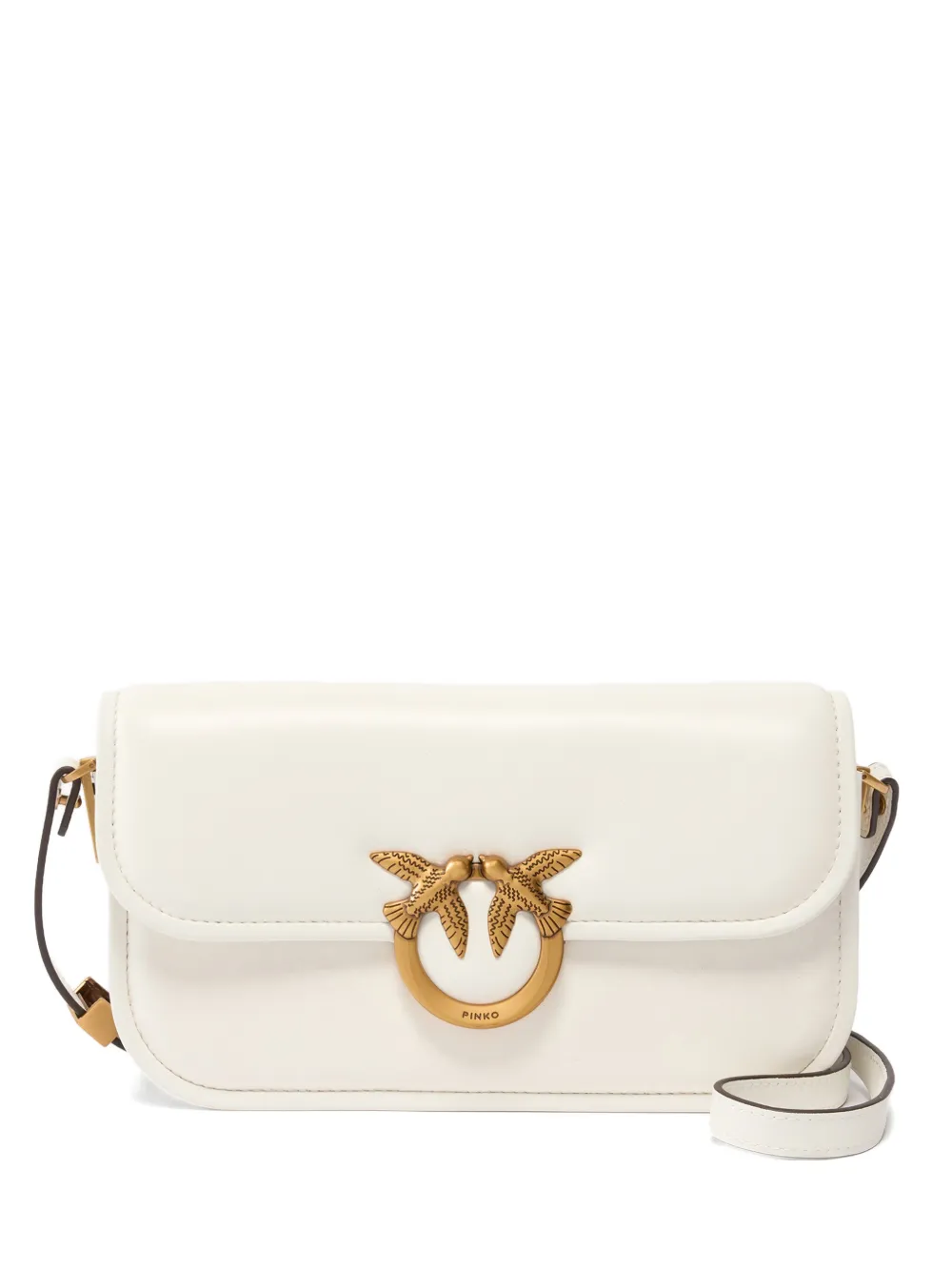 Pinko Small Love Bird-ring Chain Cross Body Bag In White