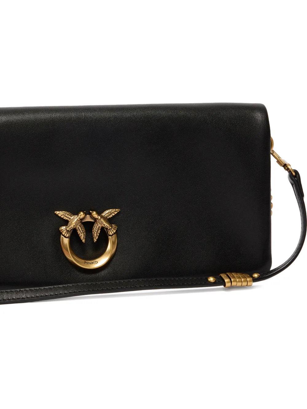 PINKO Love Bag Click Soft Horizontal medium leren crossbodytas Zwart