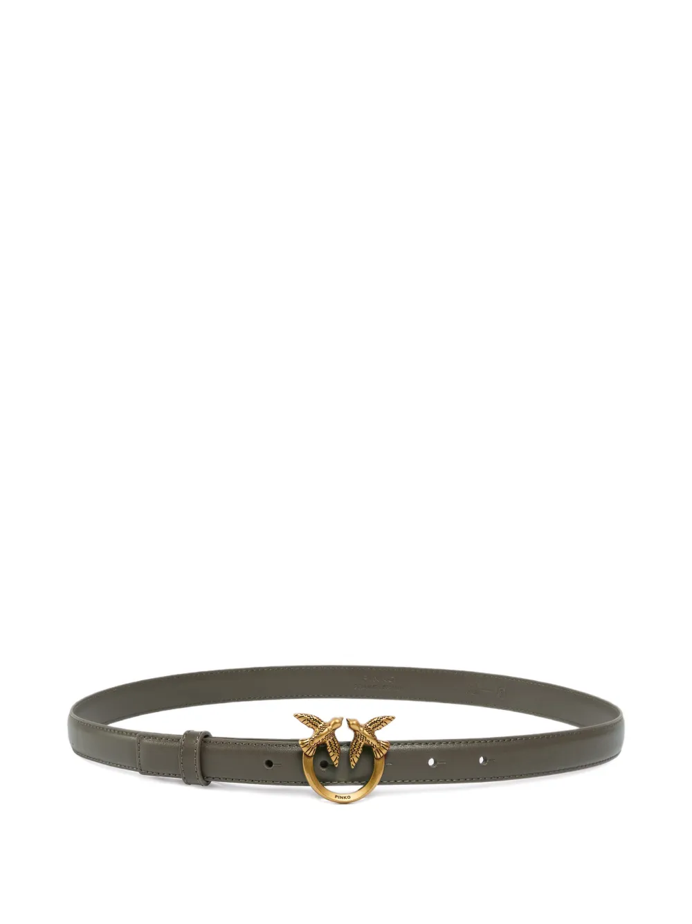 PINKO Love Birds thin leather belt - Verde