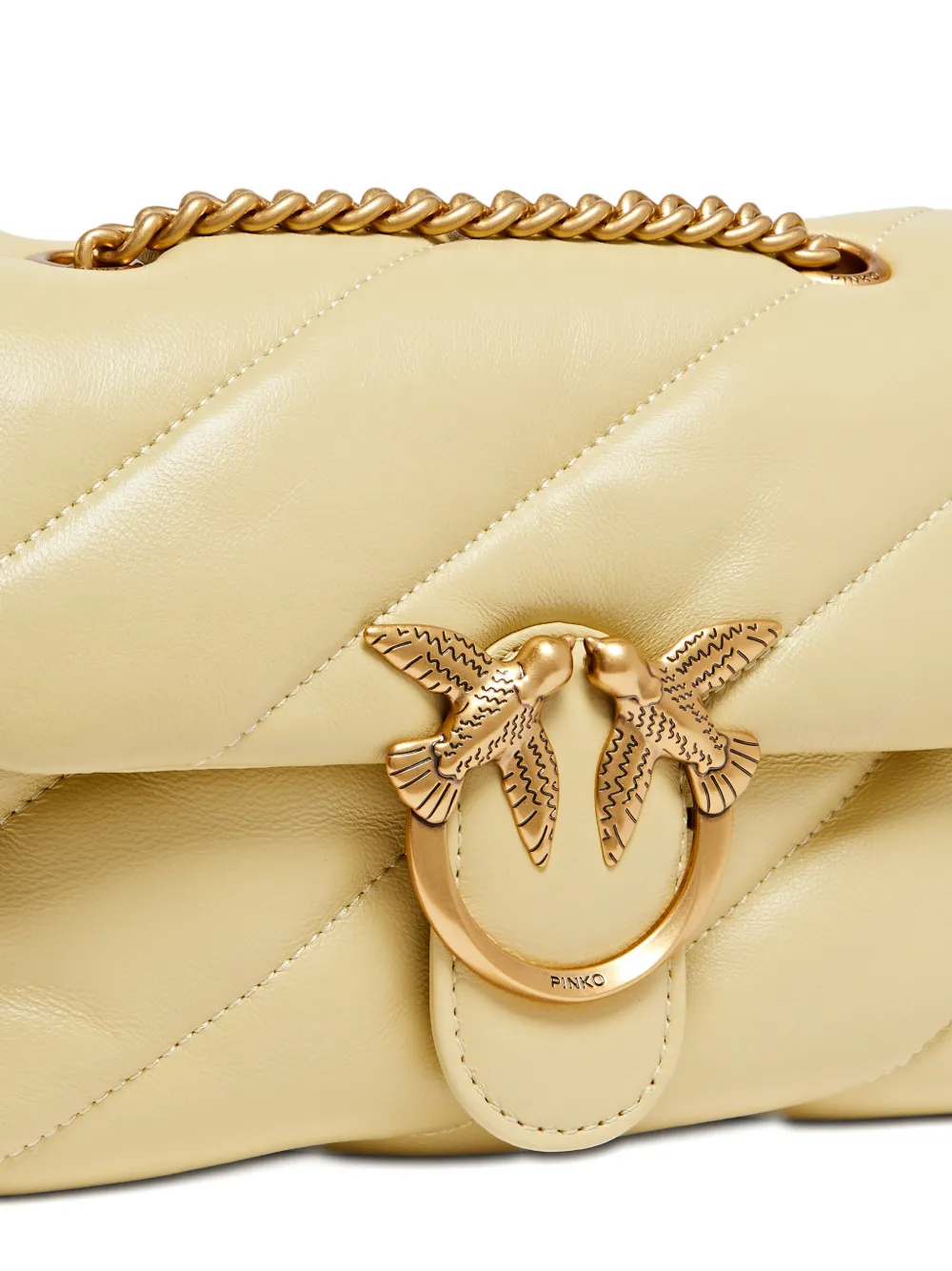 PINKO Love kleine gewatteerde crossbodytas met ketting Beige