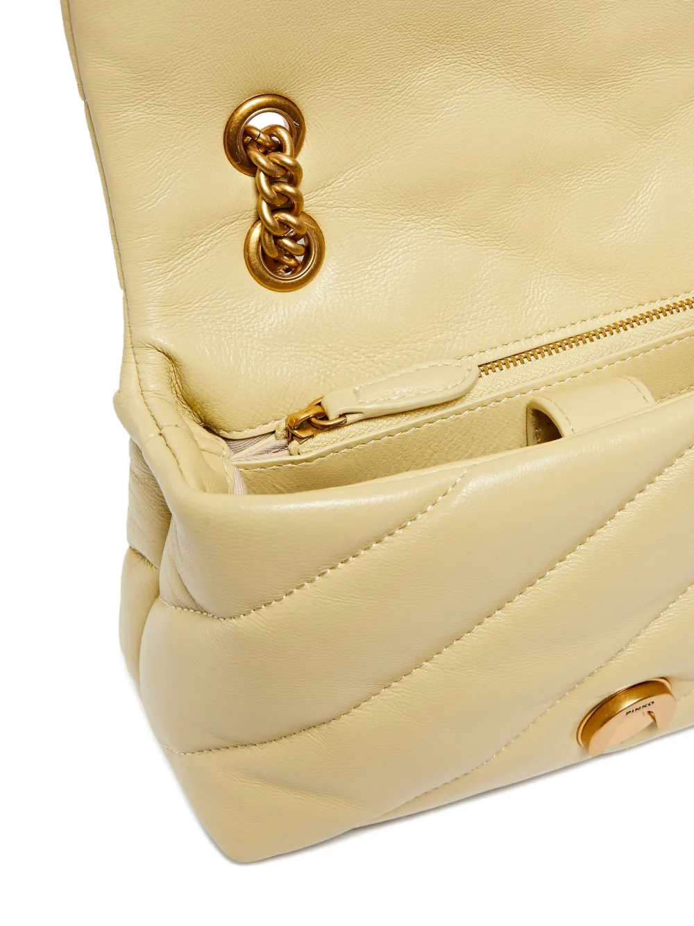 PINKO Love kleine gewatteerde crossbodytas met ketting Beige