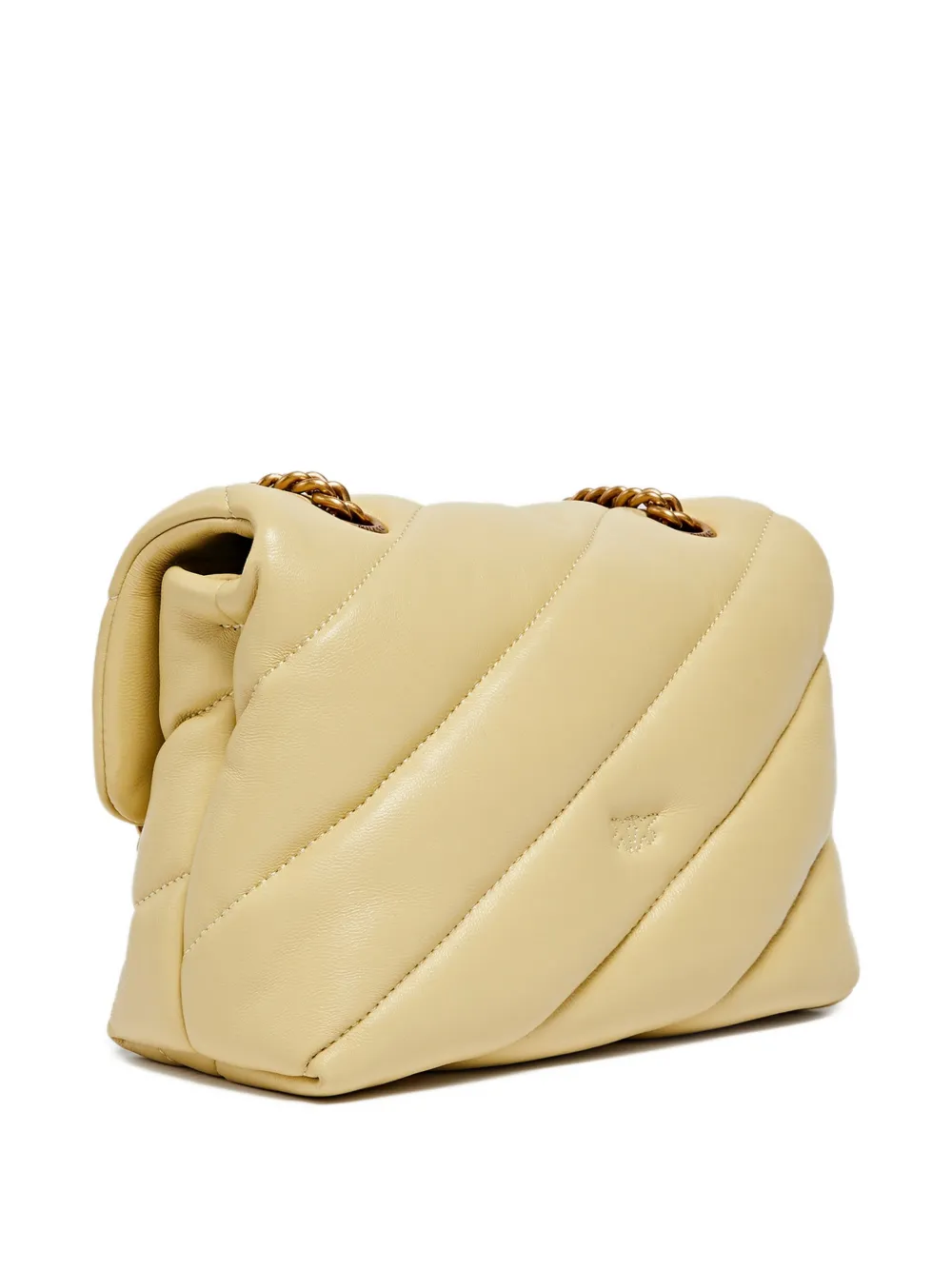 PINKO Love kleine gewatteerde crossbodytas met ketting Beige