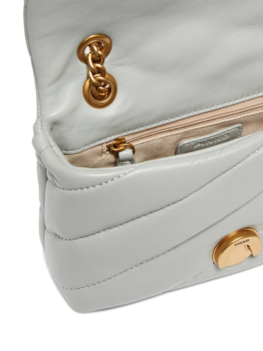 Pinko Baby Love Quilted Chain Cross Body Bag In Gray