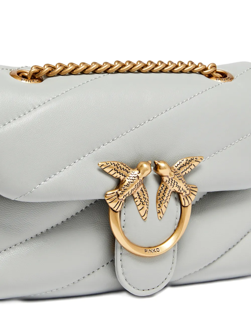 Pinko Baby Love Quilted Chain Cross Body Bag In Gray