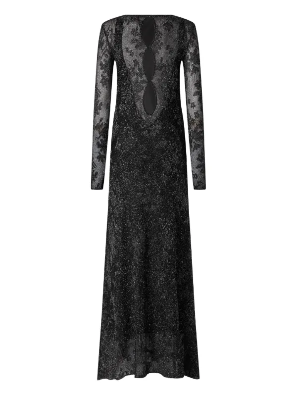 Pinko Openwork Long-sleeve Maxi Dress - Black Pinko Openwork Long-sleeve Maxi Dress - Black