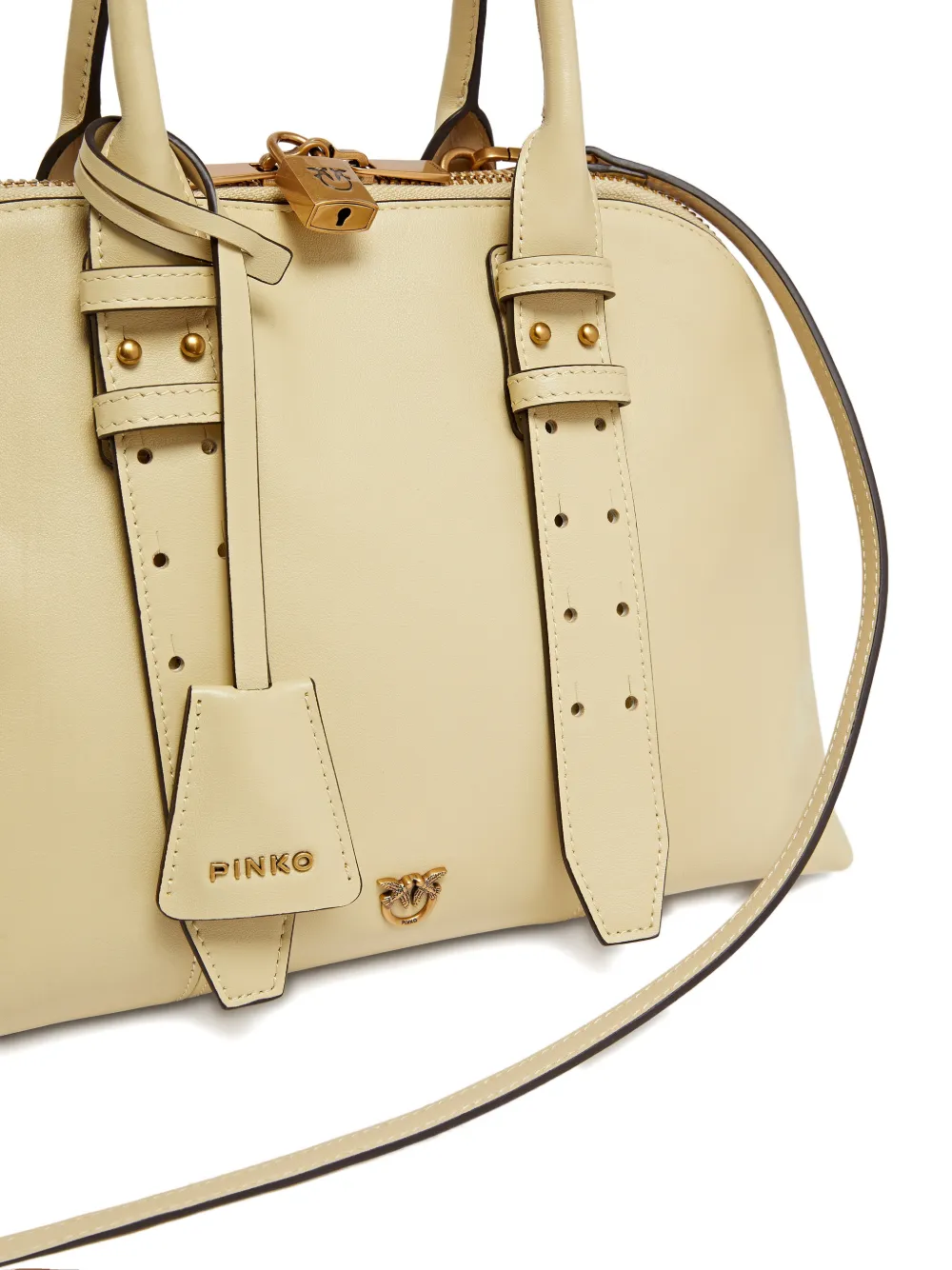  Pinko Medium Escape Leather Tote Bag - Neutrals 
