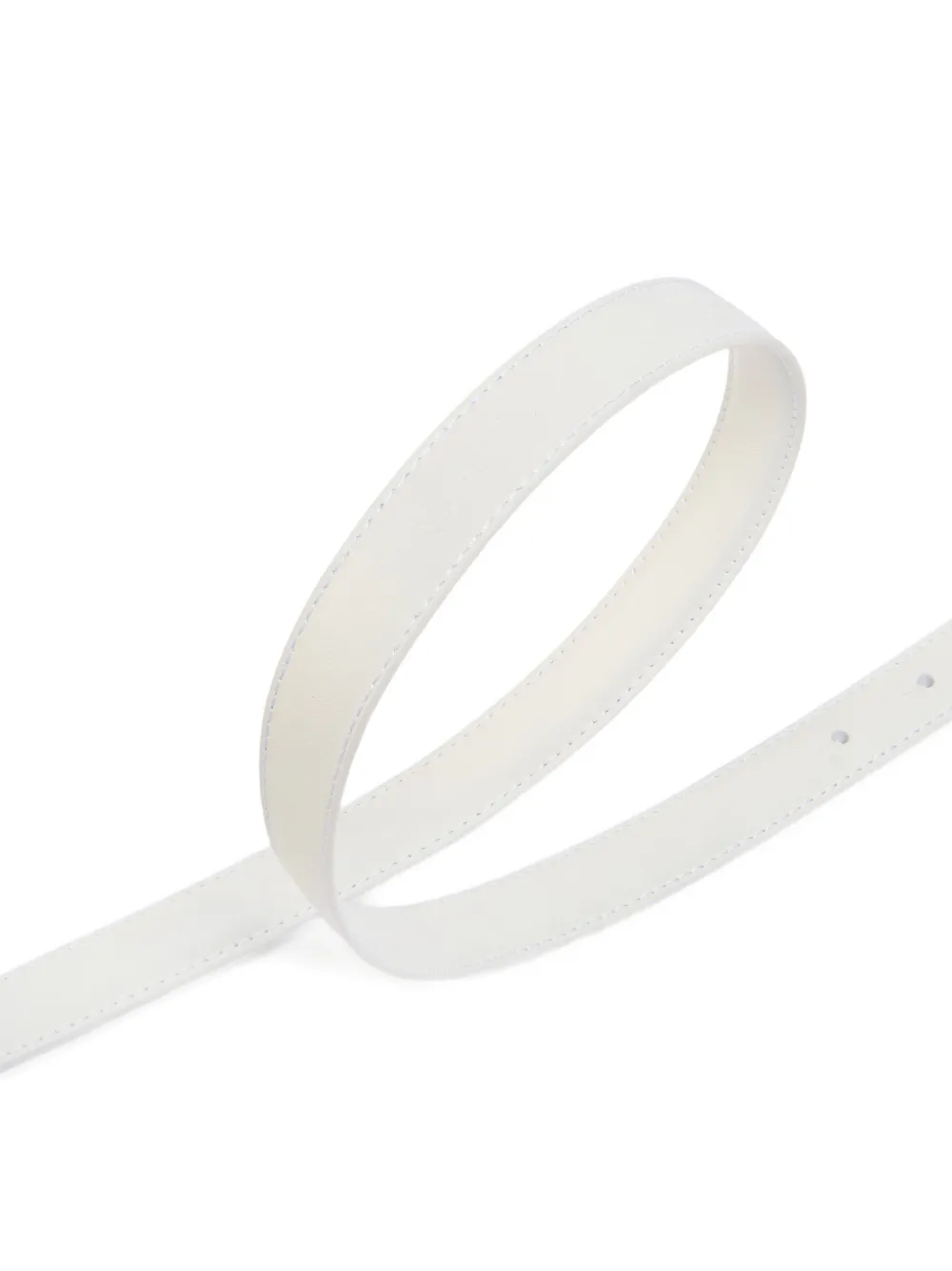  Pinko Thin Colour-block Love Birds Leather Belt - White 