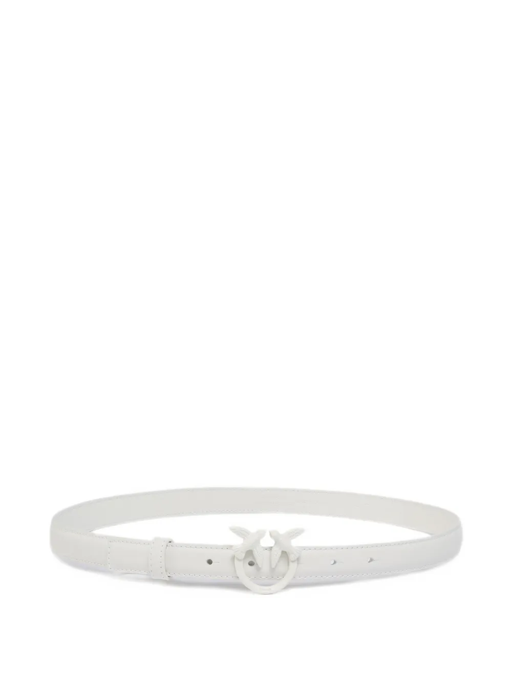 PINKO thin colour-block Love Birds leather belt - Bianco
