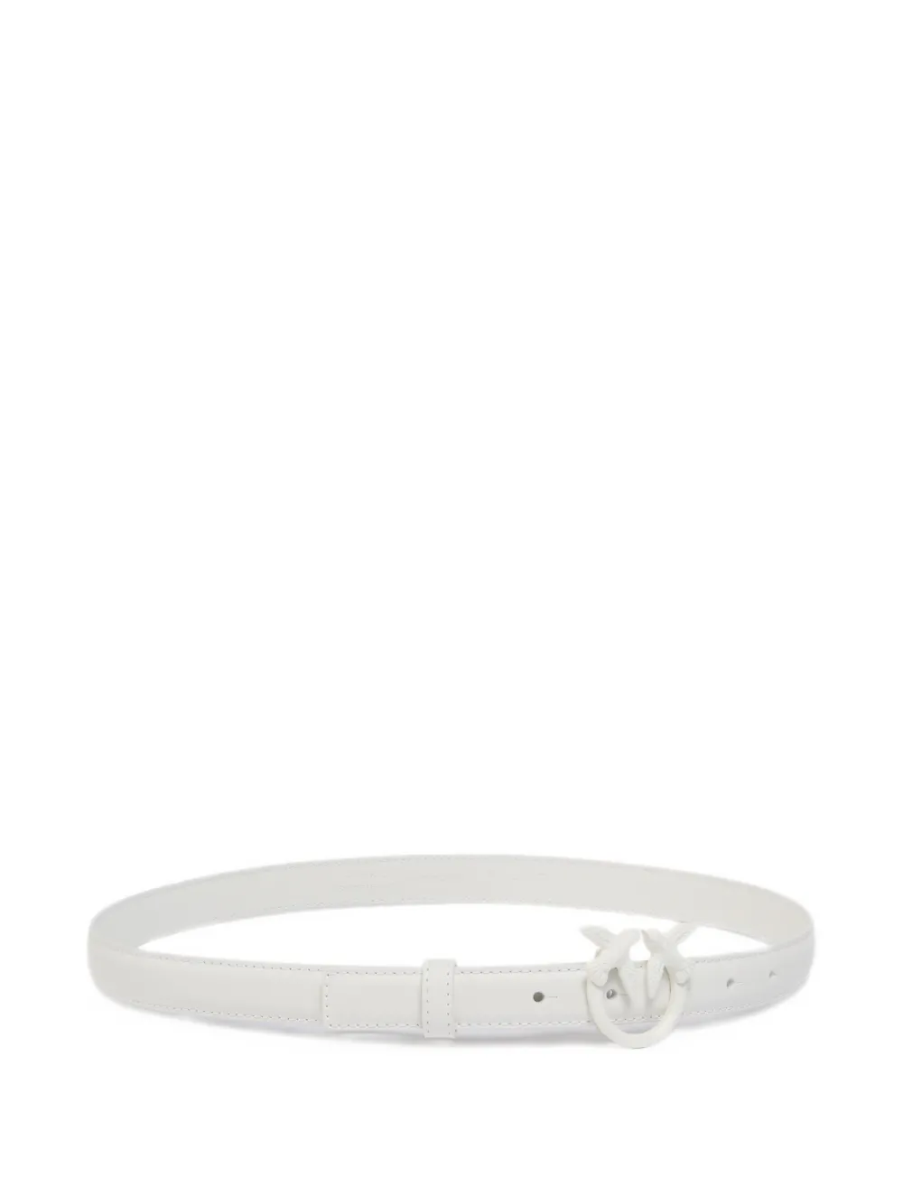 Pinko Thin Colour-block Love Birds Leather Belt - White 