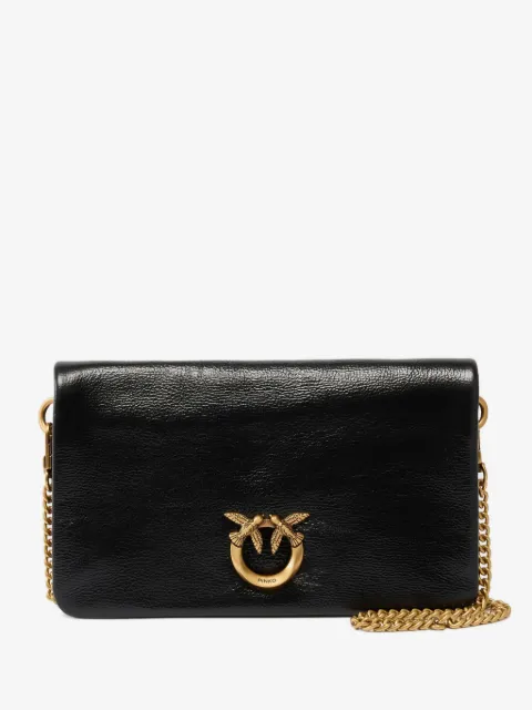 PINKO Love Bag Click Soft Horizontal Mini crossbody clutch in shiny leather