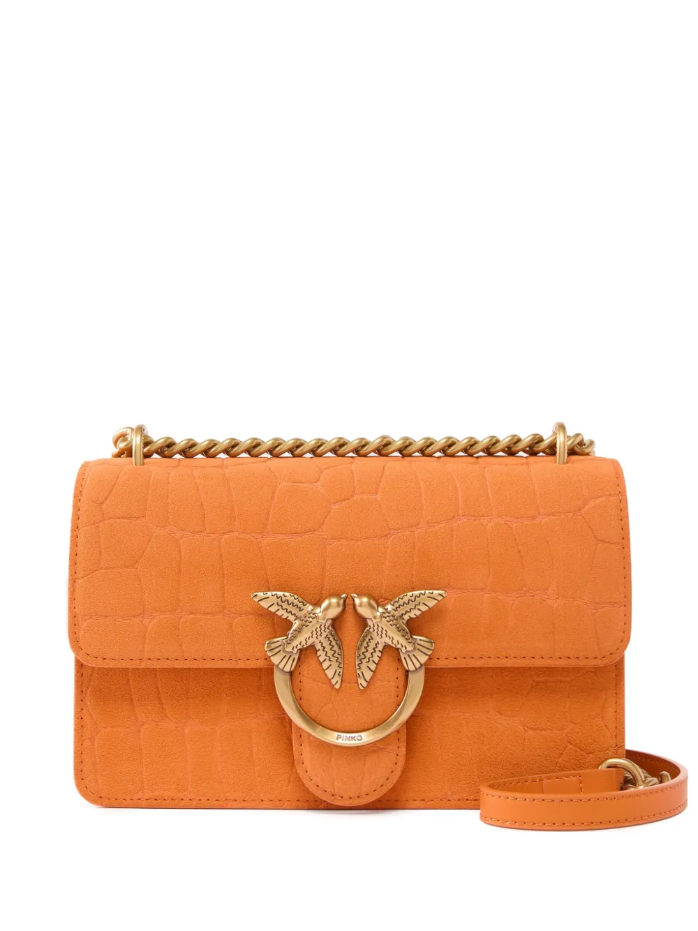 PINKO croco effect chain satchel - Arancione