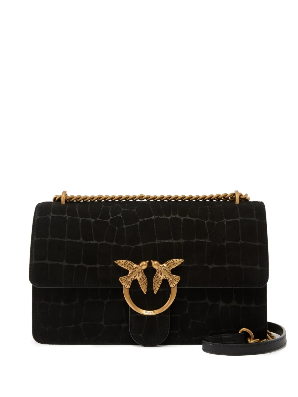 PINKO medium Love One chain leather crossbody bag - Nero