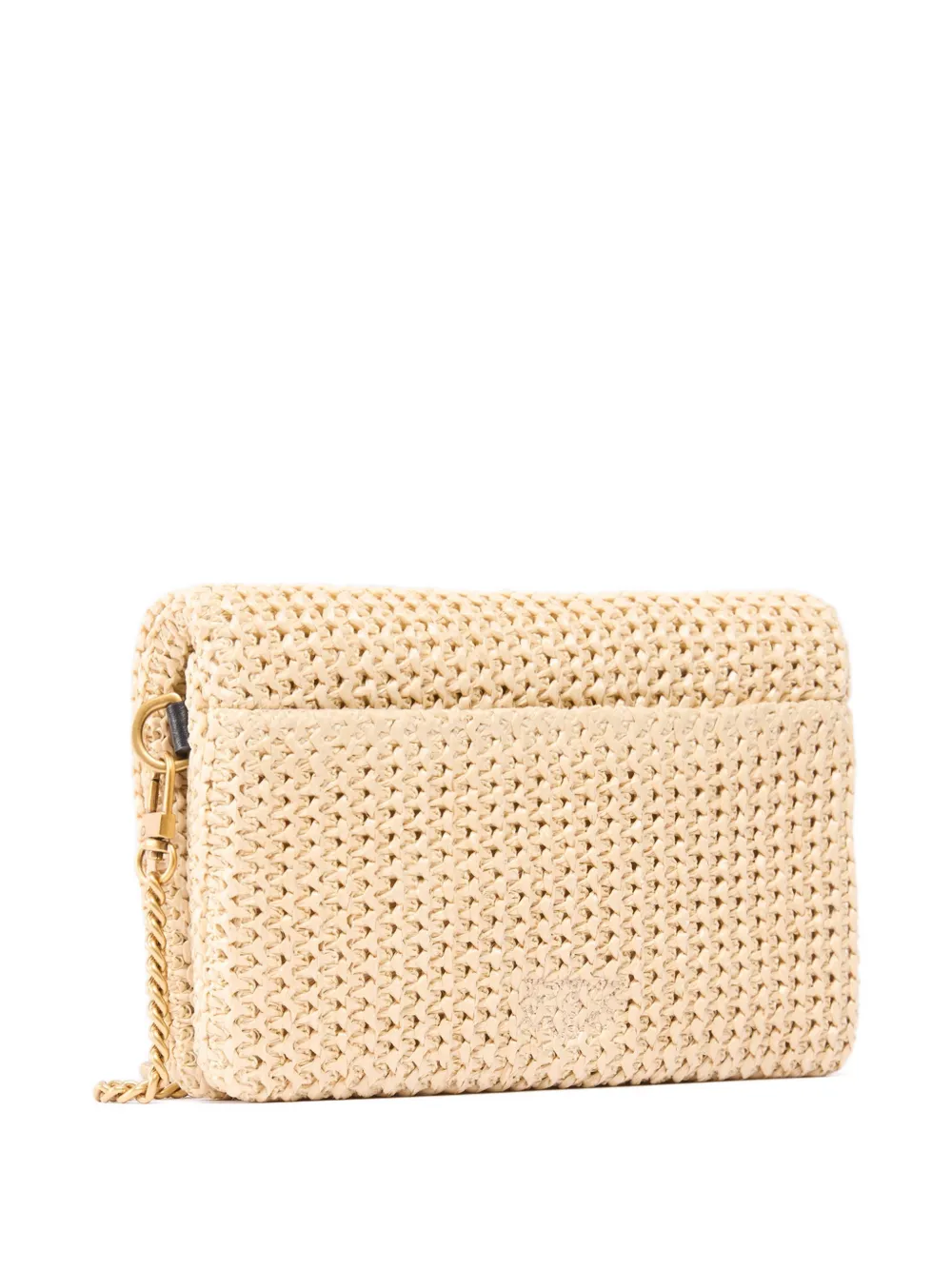 PINKO Raffia schoudertas met applicatie Beige