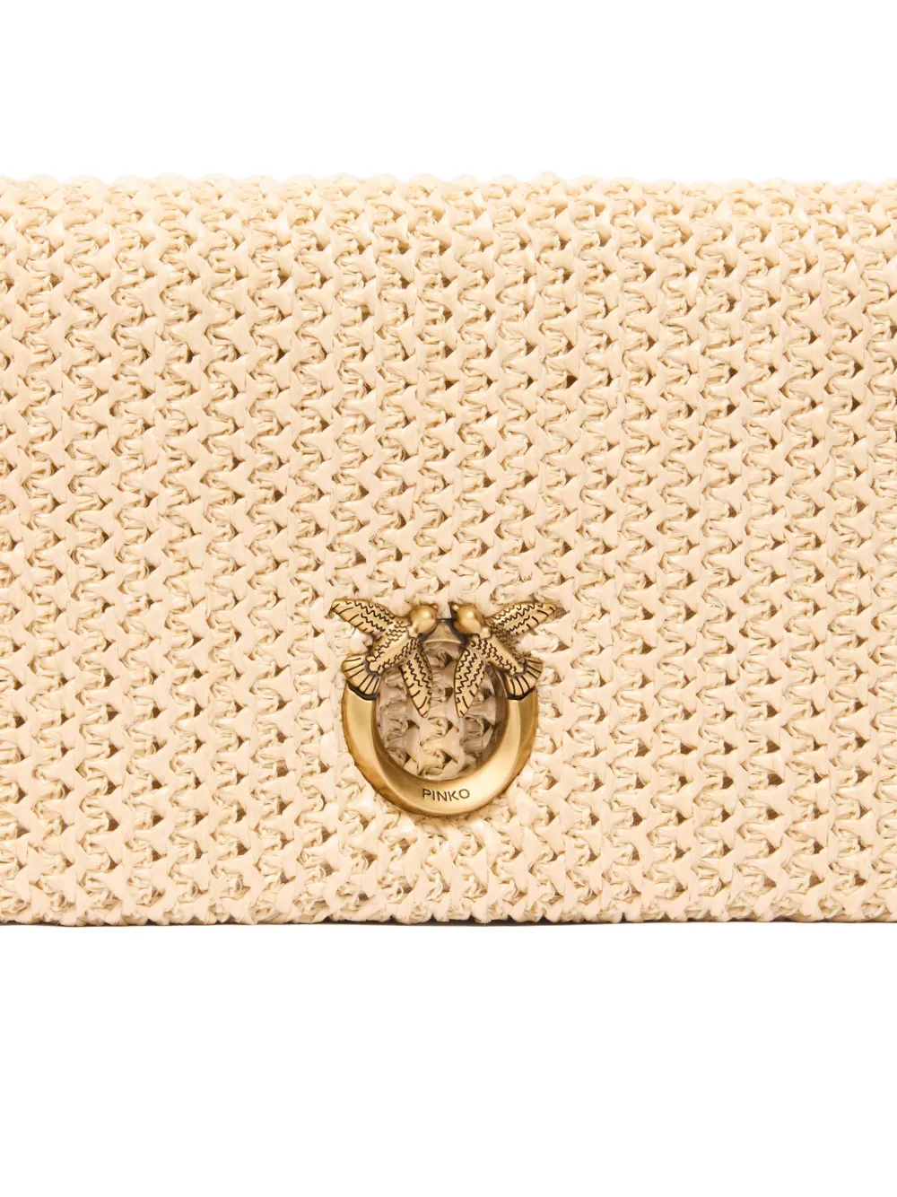 PINKO Raffia schoudertas met applicatie Beige