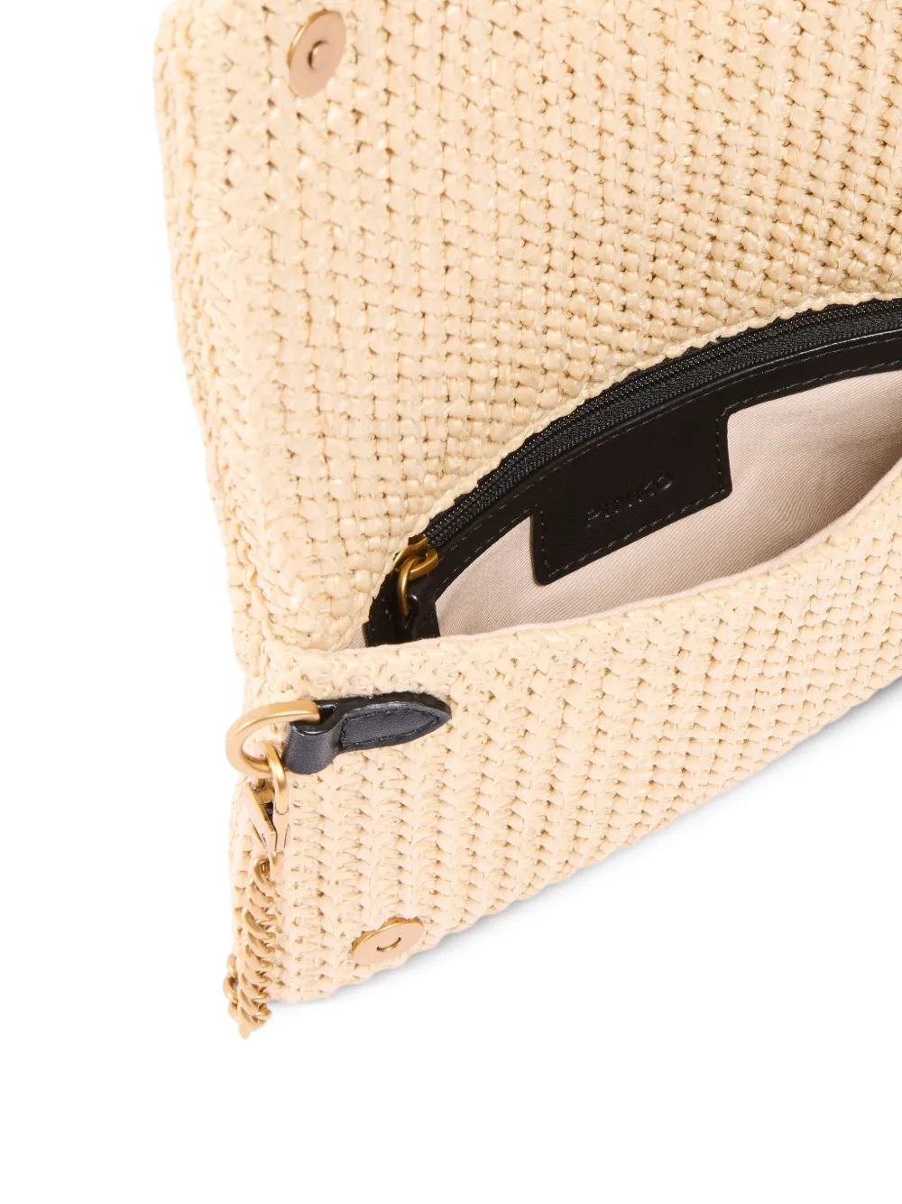 PINKO Raffia schoudertas met applicatie Beige