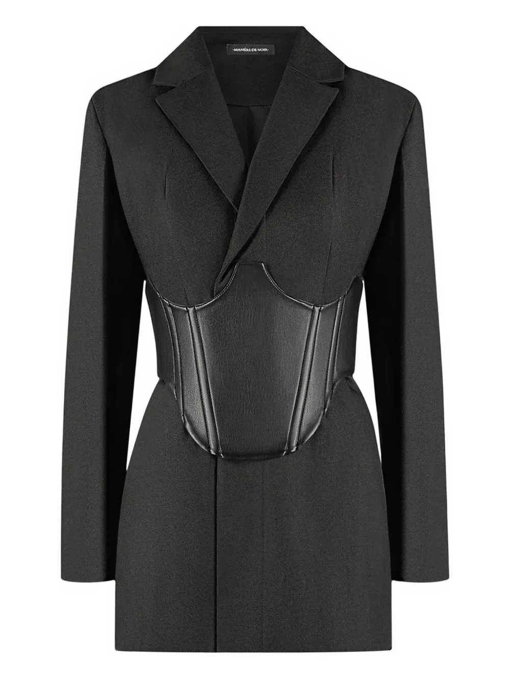 Manière De Voir Reversible-corset Blazer Mini Dress In Black