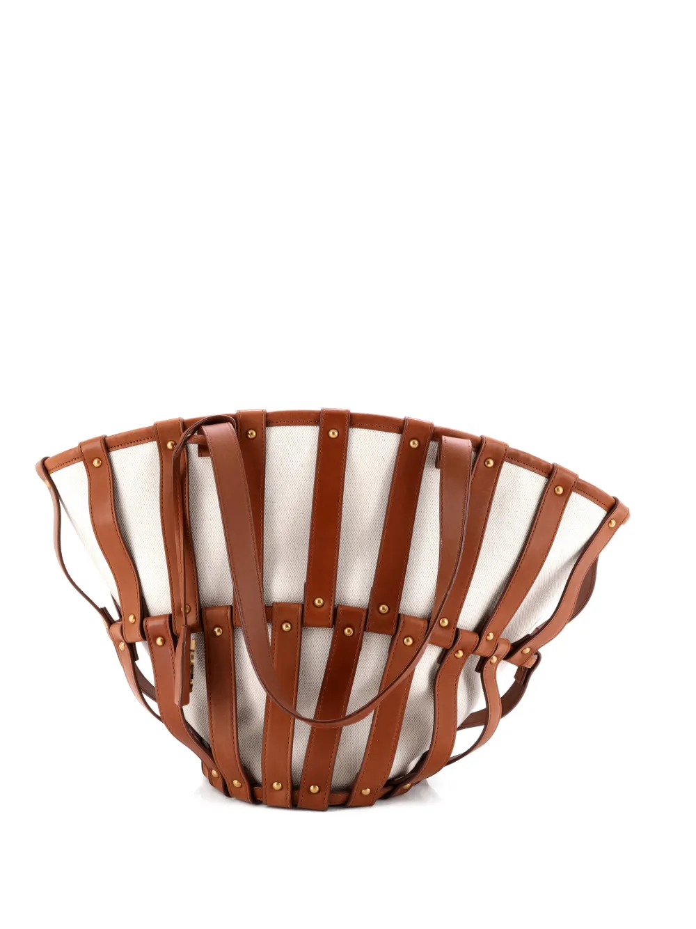 Saint Laurent Pre-Owned Beatrix Panier Cut Out Canvas with Leather tote bag - Marrone