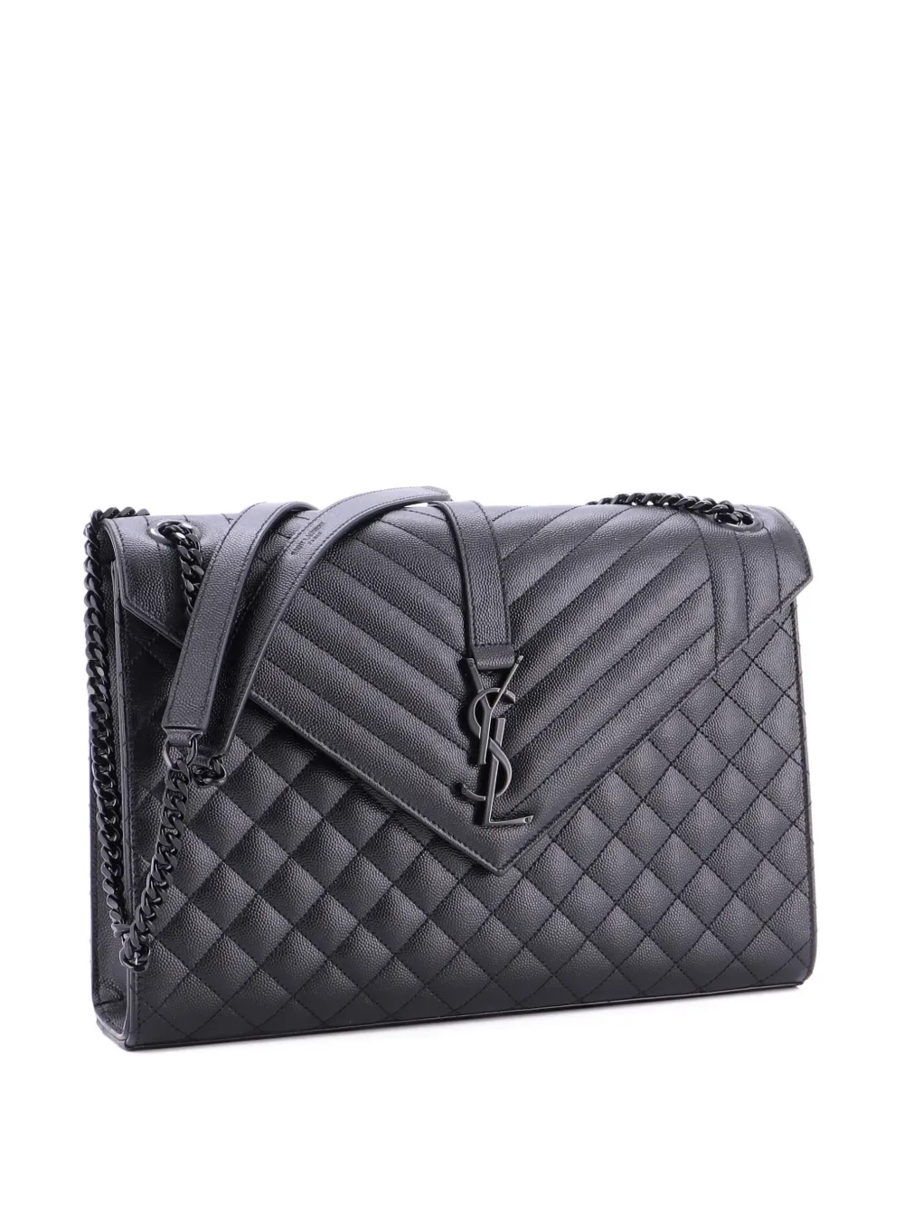 Saint Laurent Pre-Owned Classic Monogram Envelope Satchel Mixed Matelasse Leather Large shoulder bag | Black | Image 1