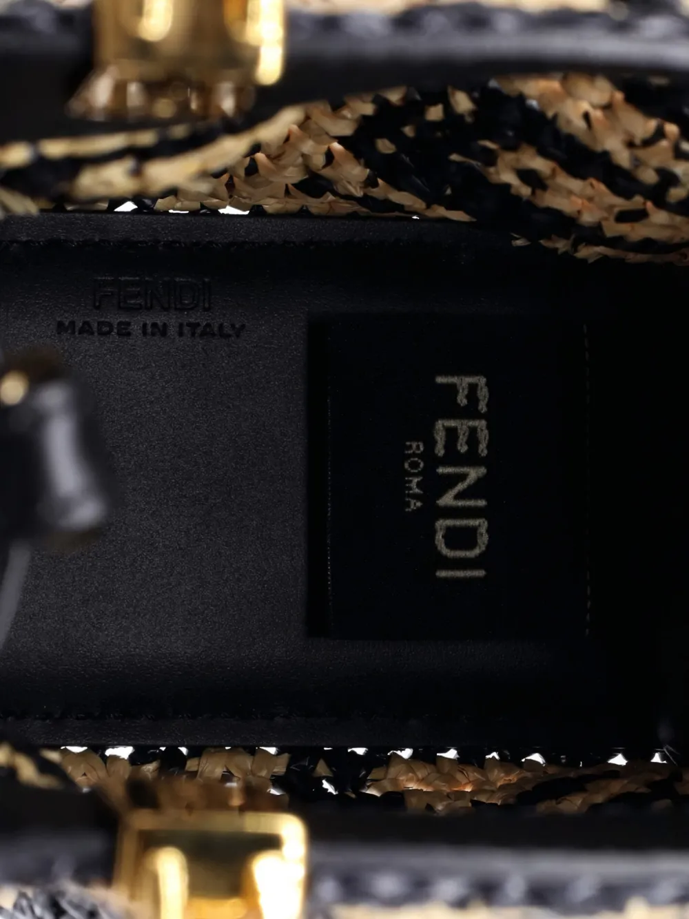 FENDI Pre-owned Sunshine Shopper Tote Zucca Raffia Mini Satchel In Black