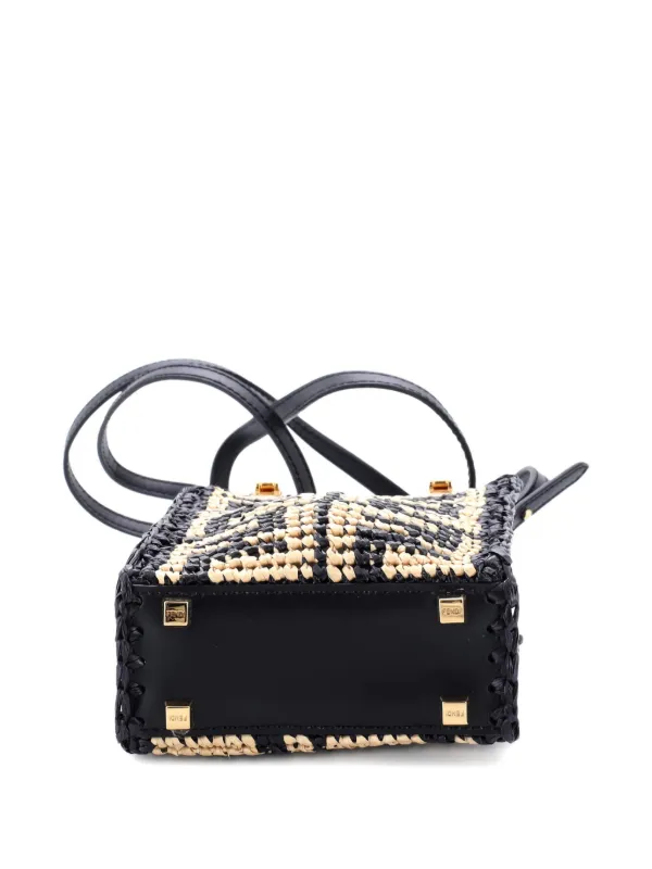 Fendi Pre-Owned Sunshine Shopper Tote Zucca Raffia Mini Satchel