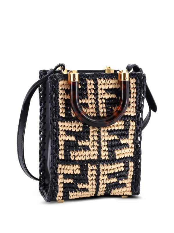 Fendi Pre-Owned Sunshine Shopper Tote Zucca Raffia Mini Satchel