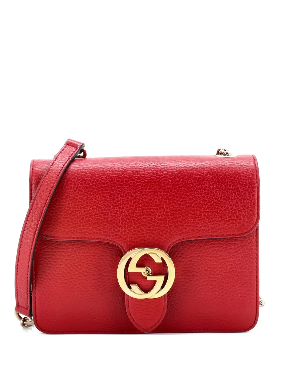 Gucci Pre-Owned Interlocking Leather Small shoulder bag - Rosso