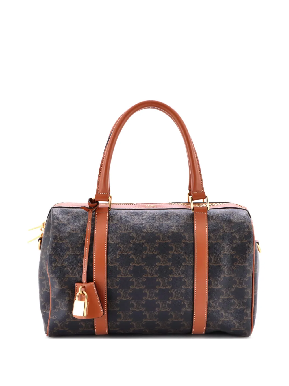 Celine Pre-Owned Boston Bag Triomphe Coated Canvas Medium shoulder bag | Brown | Image 1