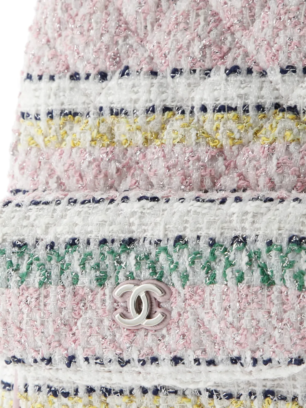 CHANEL Pre-owned Classic Cc Chain Pocket Quilted Tweed Mini Backpack In Pink