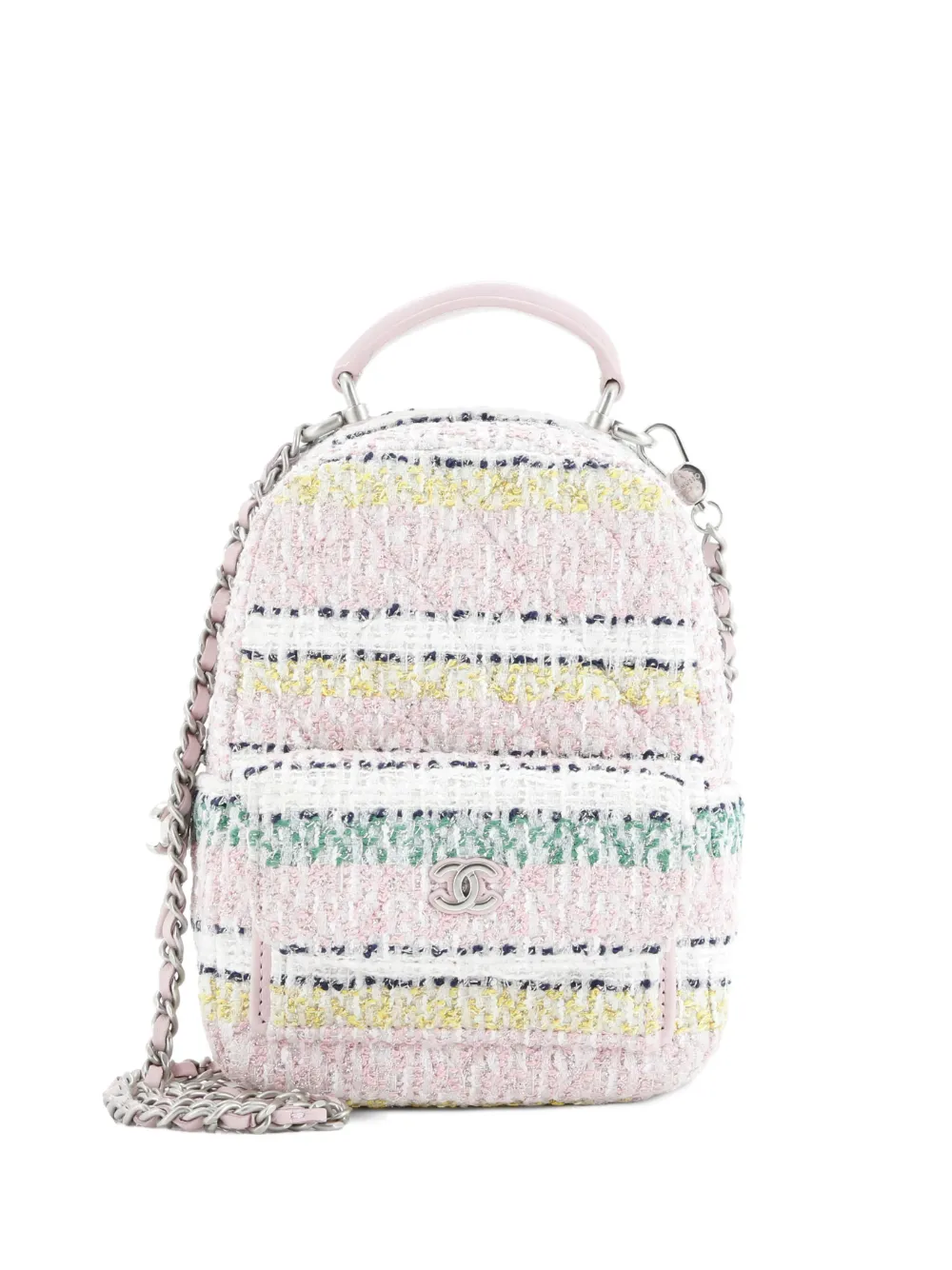 CHANEL Pre-Owned Classic CC Chain Pocket Quilted Tweed Mini backpack - Rosa