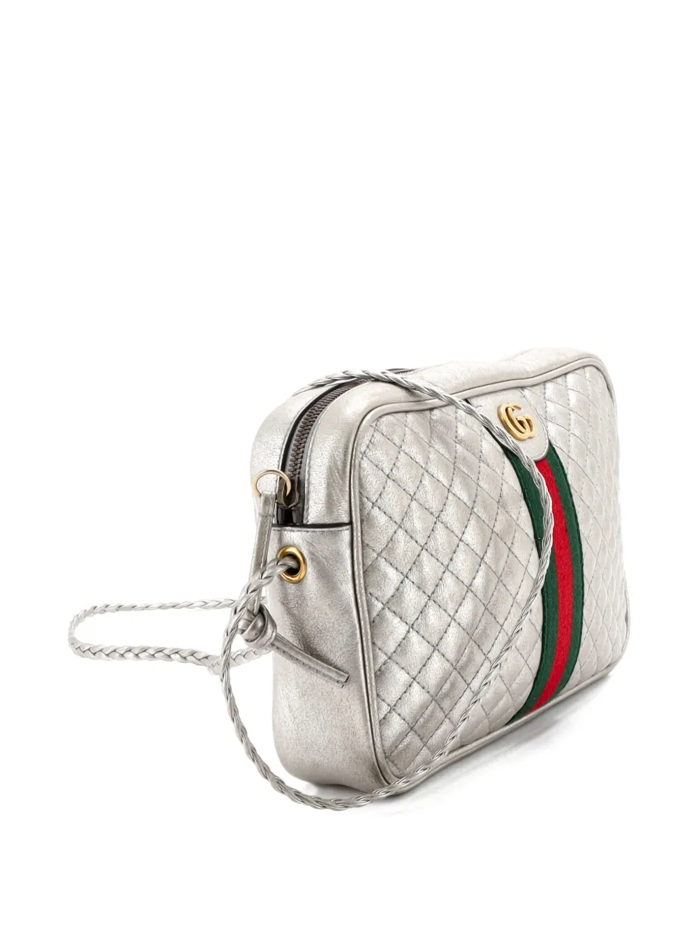 GUCCI Pre-owned Trapuntata Camera Bag Quilted Leather Small Crossbody Bag In Silver