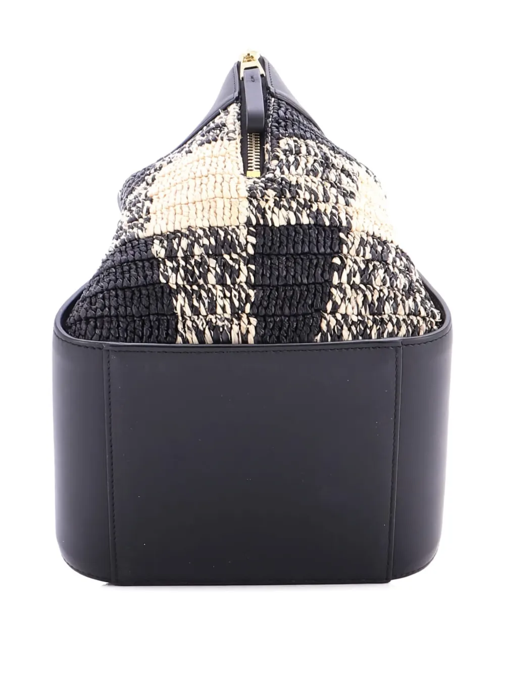 LOEWE Pre-owned Paula's Ibiza Hammock Bag Raffia And Leather Compact Satchel In Black
