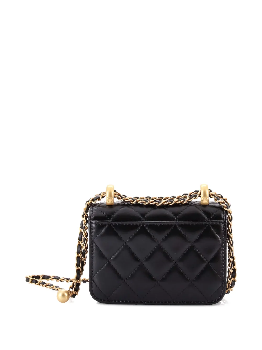 Pre-owned Chanel Perfect Fit Flap Coin Purse With Chain Quilted Calfskin Clutch Bag In Black