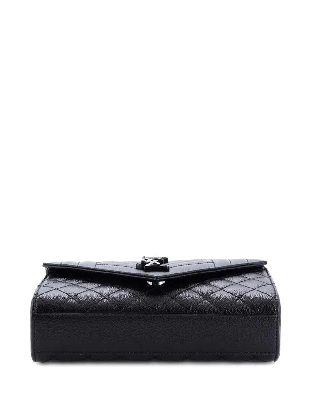 Pre-owned Saint Laurent Classic Monogram Envelope Satchel Mixed Matelasse Leather Small Crossbody Bag In Black