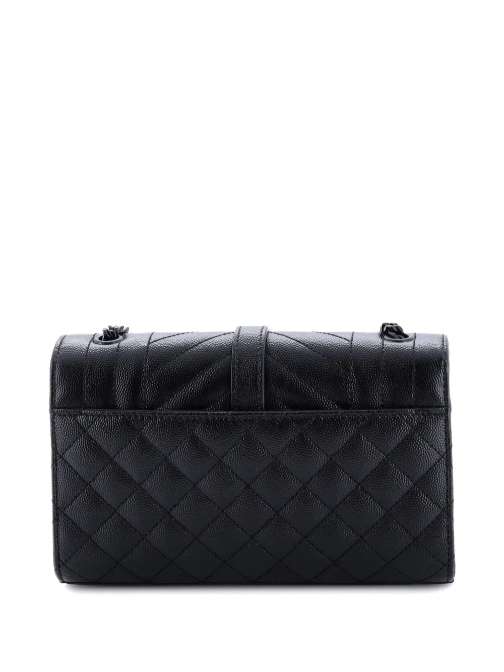 Pre-owned Saint Laurent Classic Monogram Envelope Satchel Mixed Matelasse Leather Small Crossbody Bag In Black