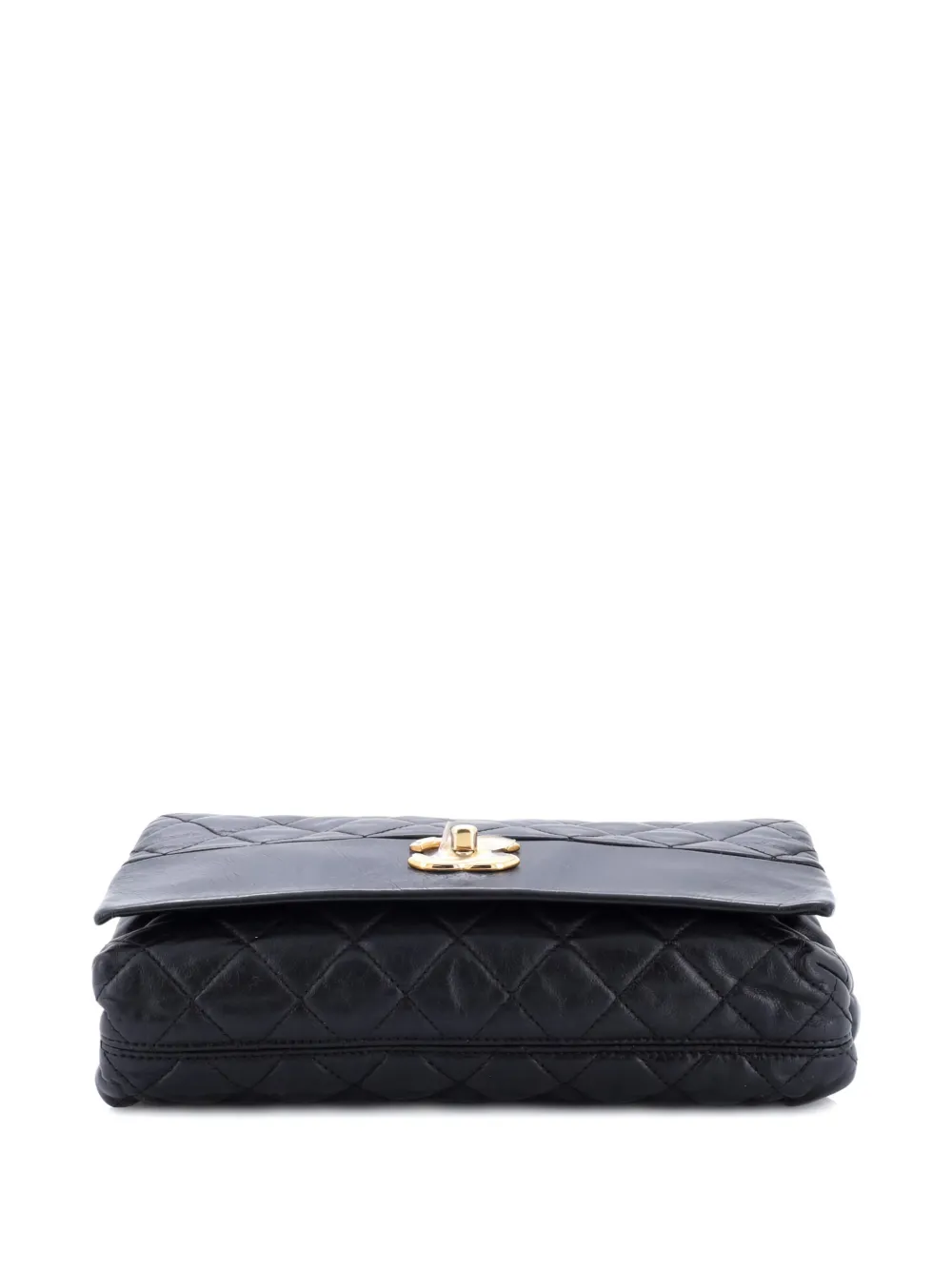 Pre-owned Chanel Soft Elegance Flap Bag Quilted Distressed Calfskin Medium Shoulder Bag In Black