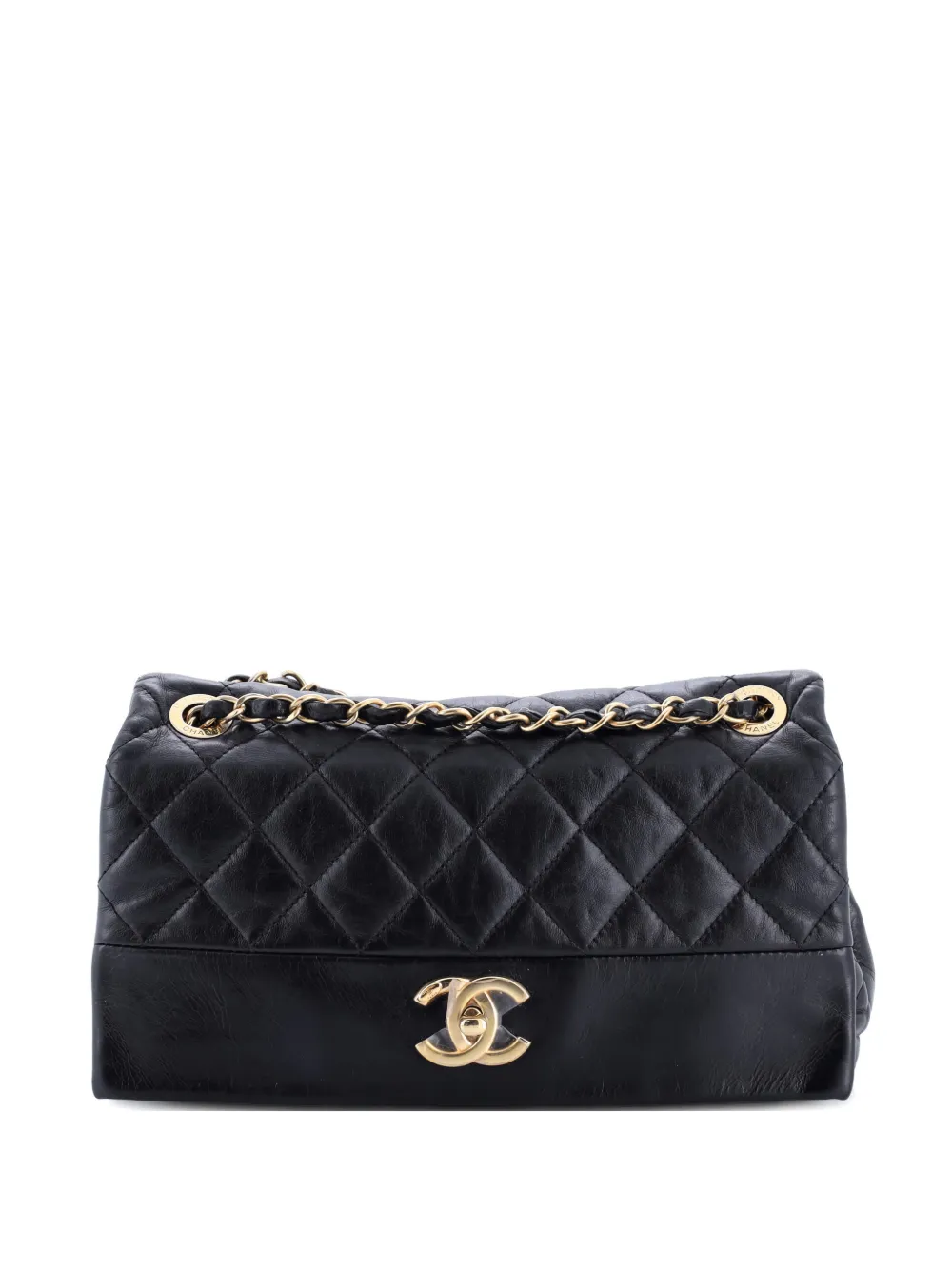 CHANEL Pre-Owned Soft Elegance Flap Bag Quilted Distressed Calfskin Medium shoulder bag - Nero