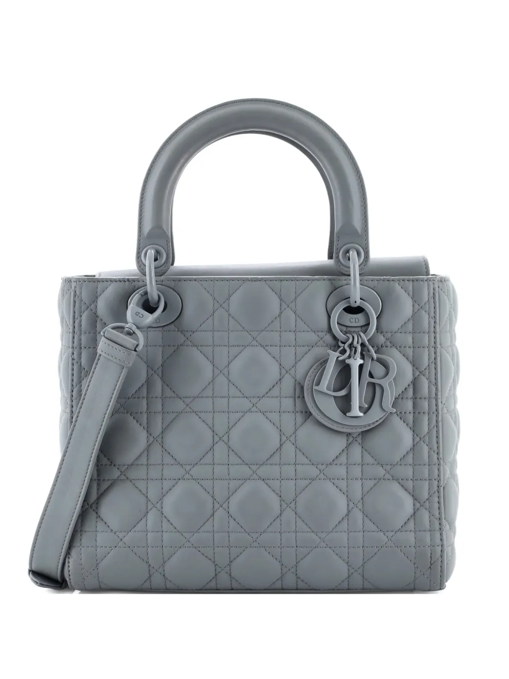 Christian Dior Pre-Owned Ultra Matte Lady Dior Bag Cannage Quilt Calfskin Medium satchel - Grigio