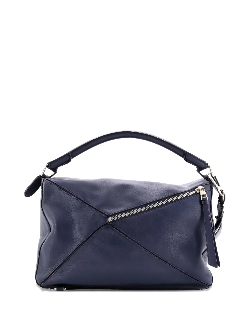 Pre-owned Loewe Puzzle Bag Leather Large Satchel In Blue