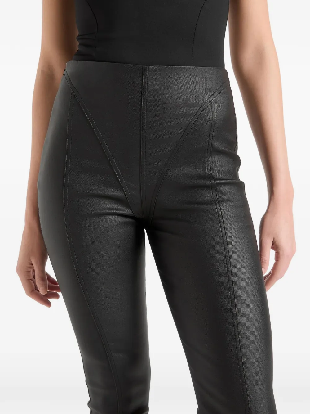 Manière De Voir Wax-effect Leggings In Black