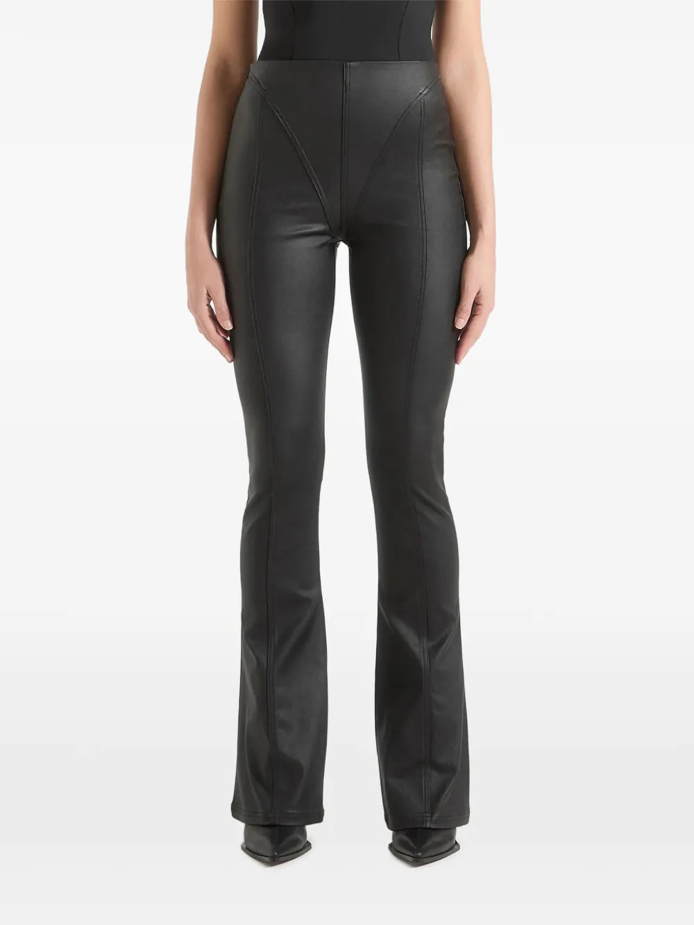 Manière De Voir Flared legging met gewaxt effect Zwart