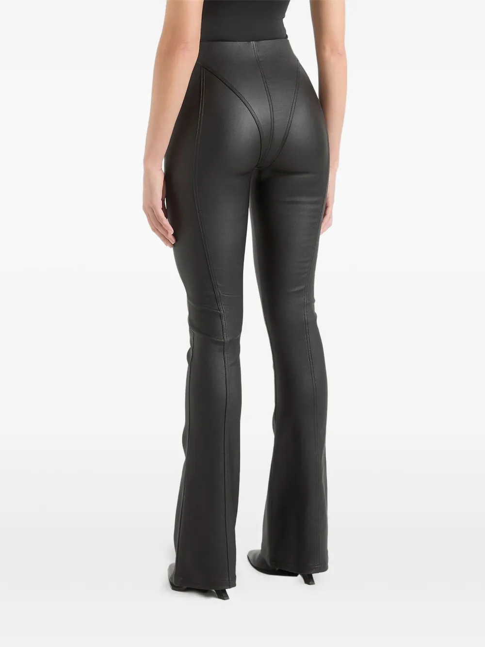 Manière De Voir Flared legging met gewaxt effect Zwart