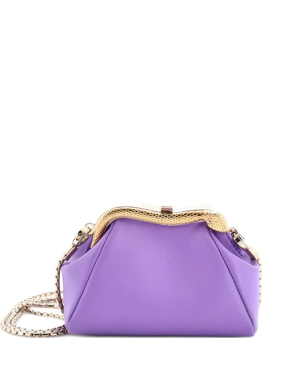 Click to view more detailed imagery on our partner's website Pre-owned Bvlgari Serpentine Pouch Bag Leather Micro Crossbody Bag In Purple