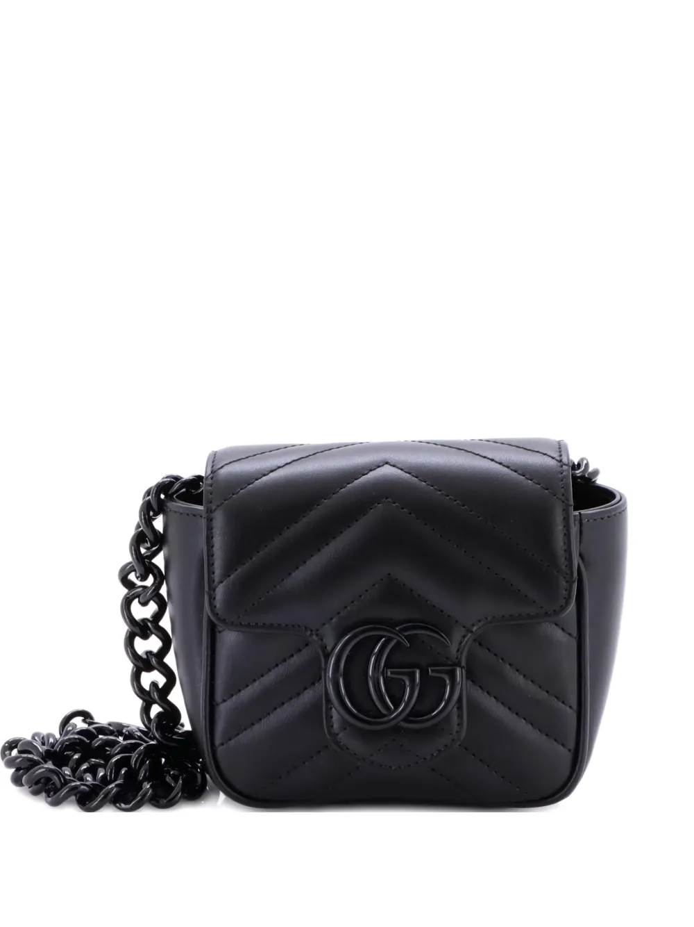 Gucci Pre-Owned GG Marmont Flap Matelasse Leather Mini belt bag - Nero