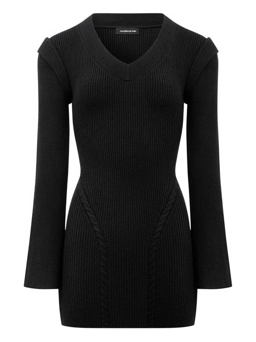 Manière De Voir wide-shoulder knitted mini dress - Nero